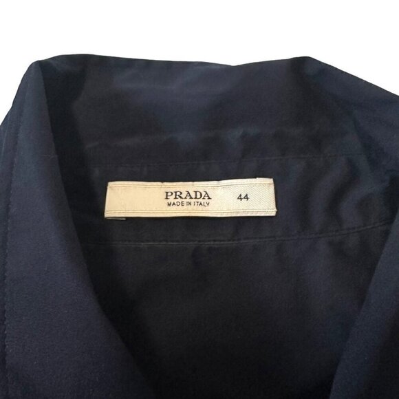 Prada Dark Blue Sleeveless Button Down Shirt, Size 44 Italy, stretch - Picture 3 of 15